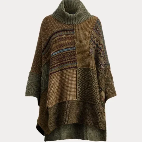 Polo Ralph Lauren Patchwork Wool-Blend Poncho